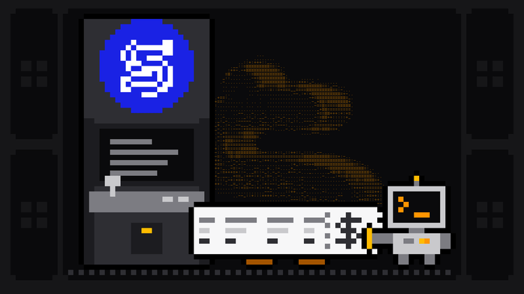 Pixel-art robot with an orange >_ on its terminal head holds the end of a long receipt with a dollar sign that prints out of an arcade cabinet bearing the blue ScraperAPI logo, gold coins on the floor below it